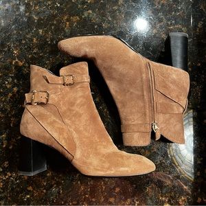 Tod’s Beige Suede Buckle Booties